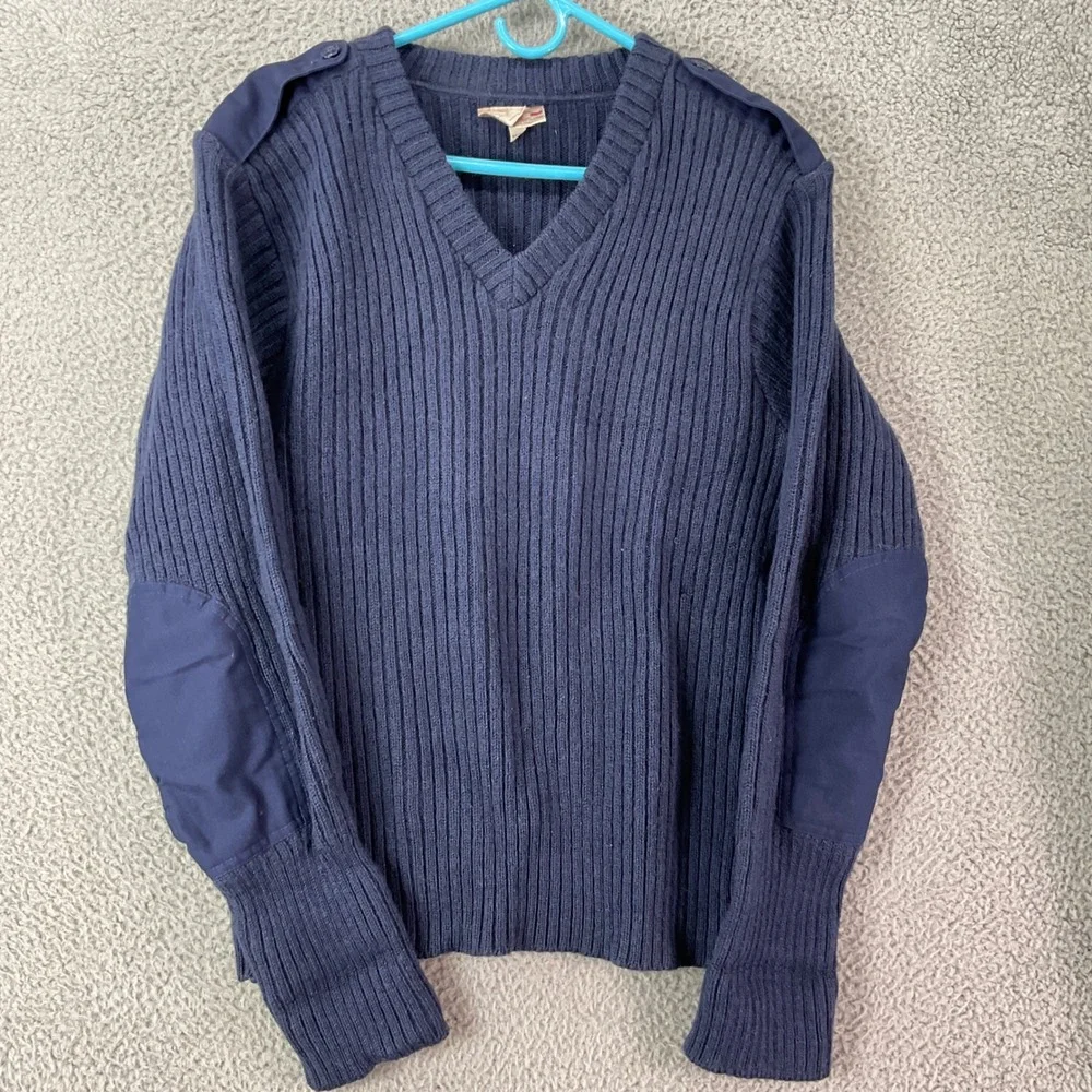 Brigade Quartermasters Woolly Pully Sweater Mens 44 Navy Blue Ribbed Military